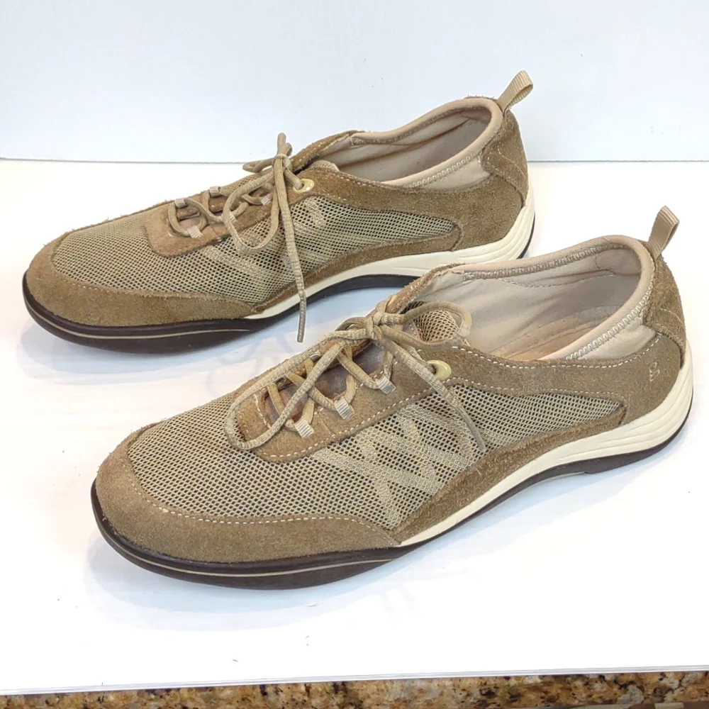 Grasshopper Ortholite Explore Tan Suede & Lace Mesh Lace-up Sneakers